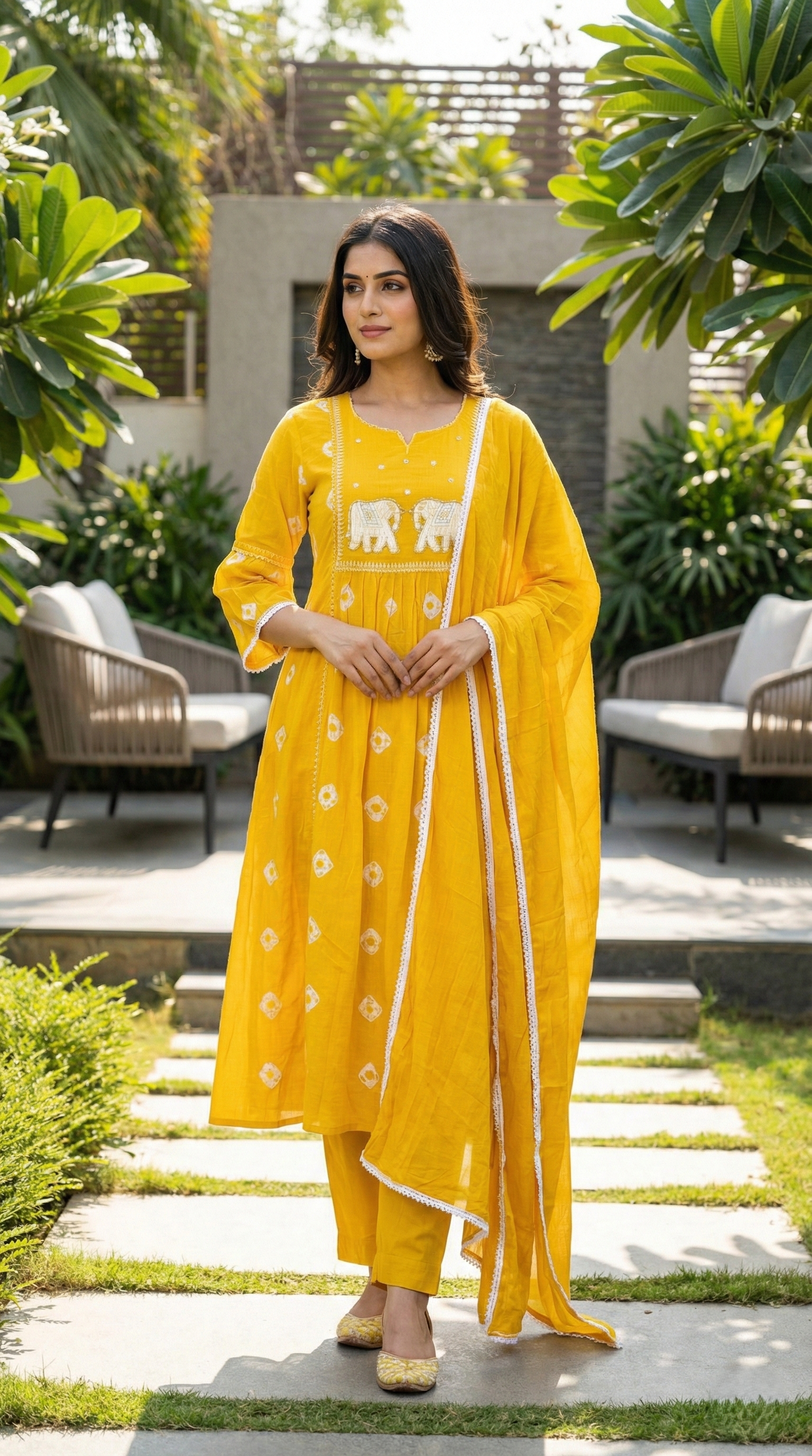 Rajhathi Elephant Motif Cotton 3-Piece Suit Set