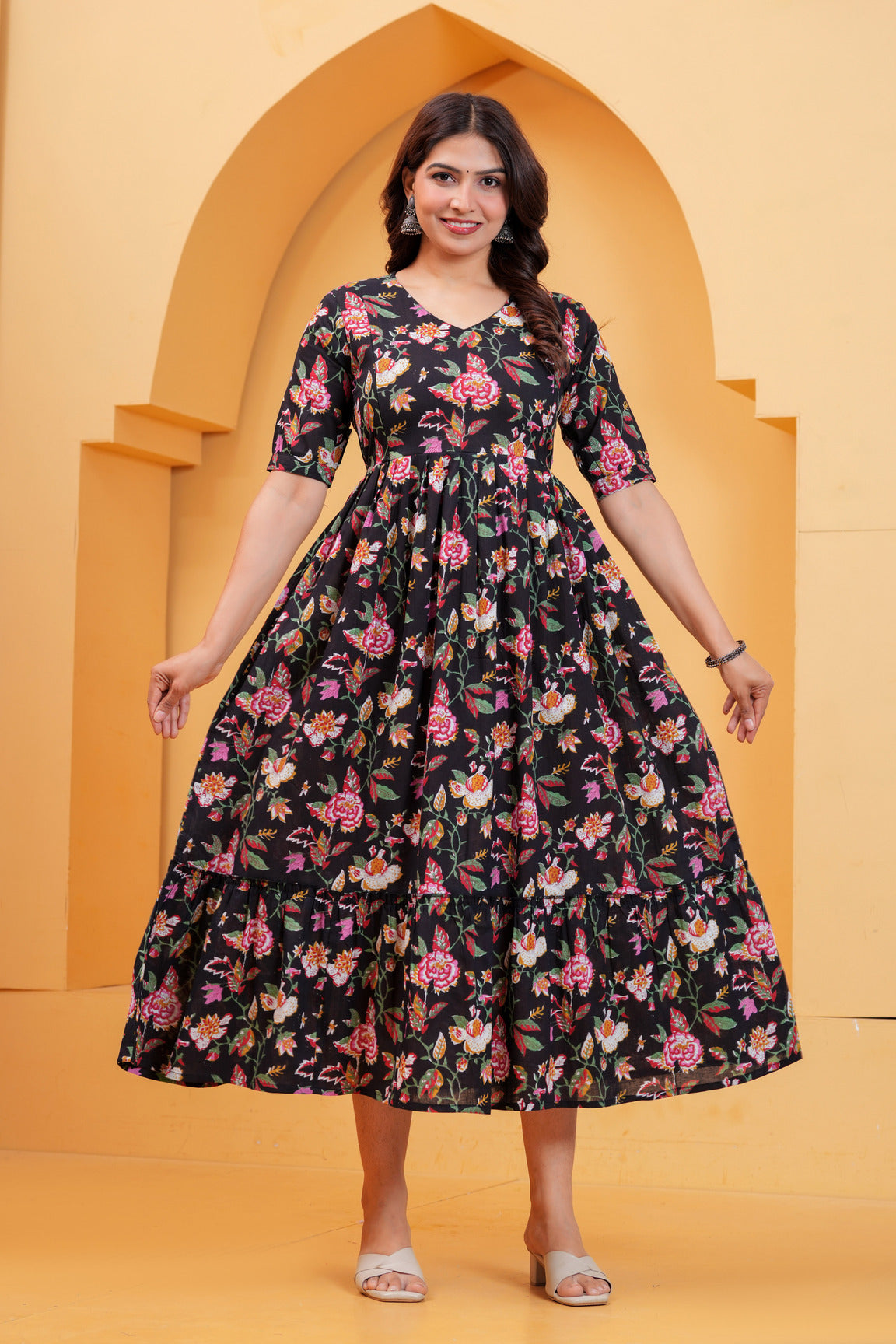 Noir Blossom Maternity Dress πΈ