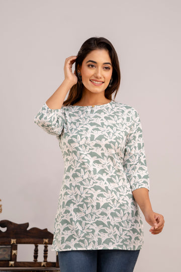 Lilly flower Green Short Kurta