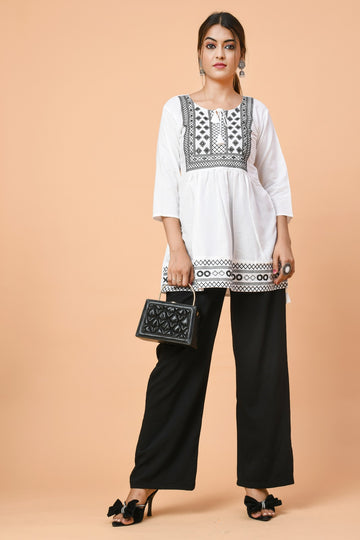 White Elegance Embroidery Top