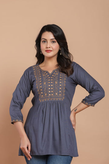Saphire Glow Embroidered Kurti