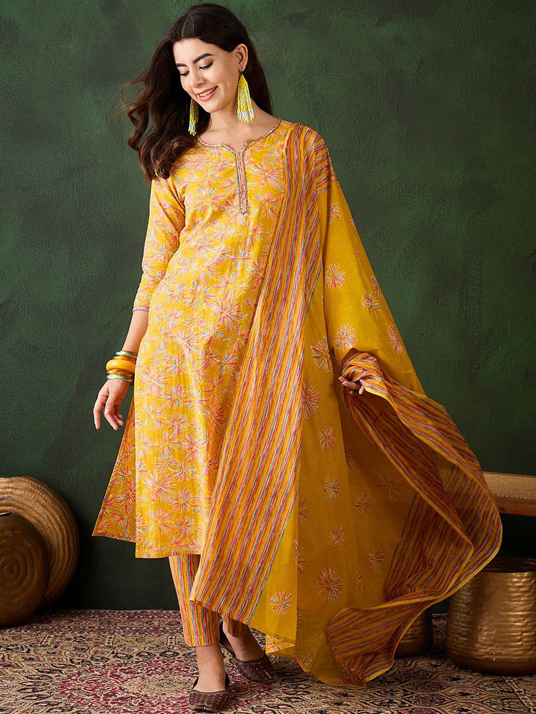 Mustard Gulrang Bloom 3-Piece Suit Set
