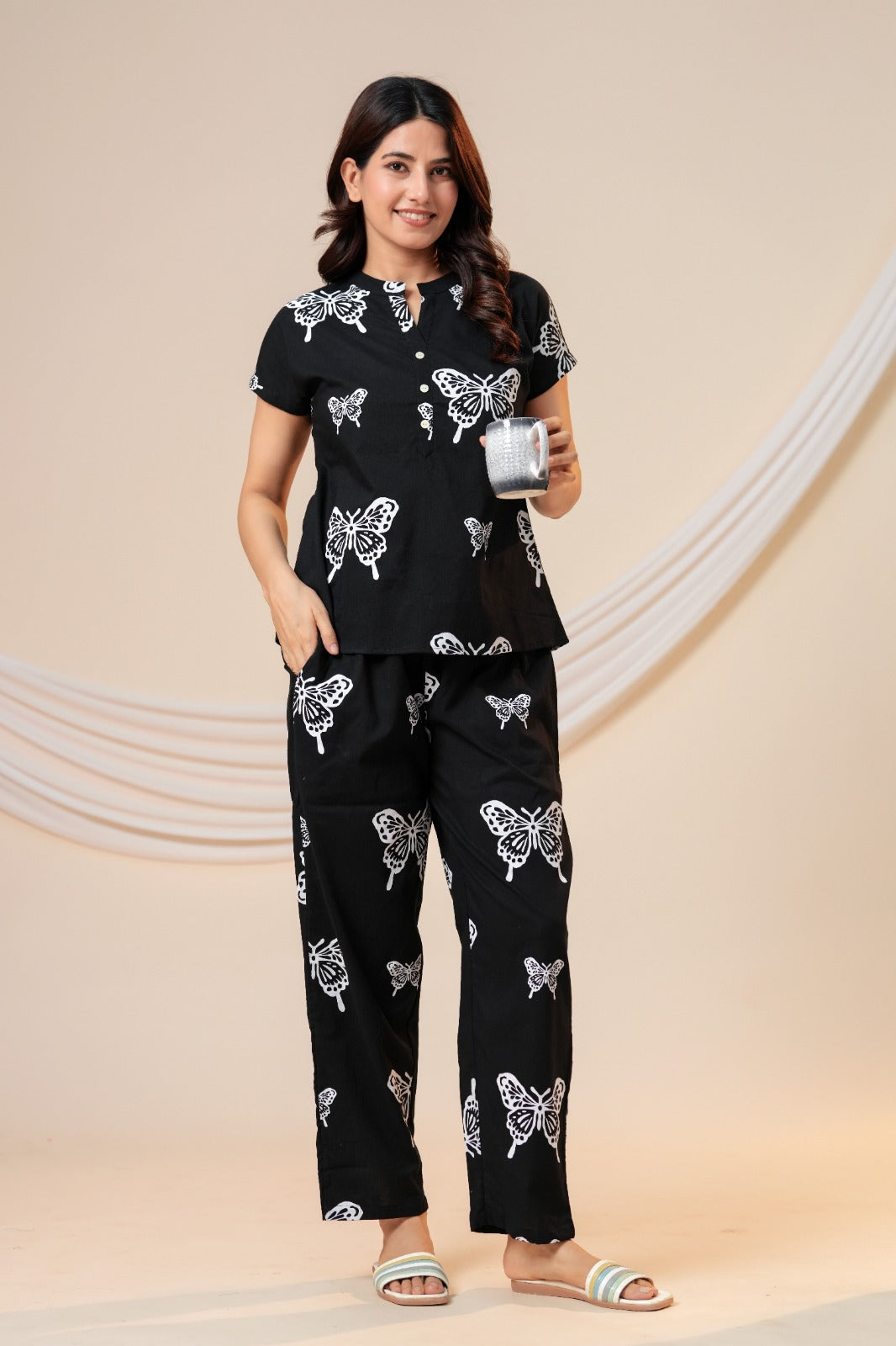 Midnight Butterfly Cotton Co-ord Set 🦋