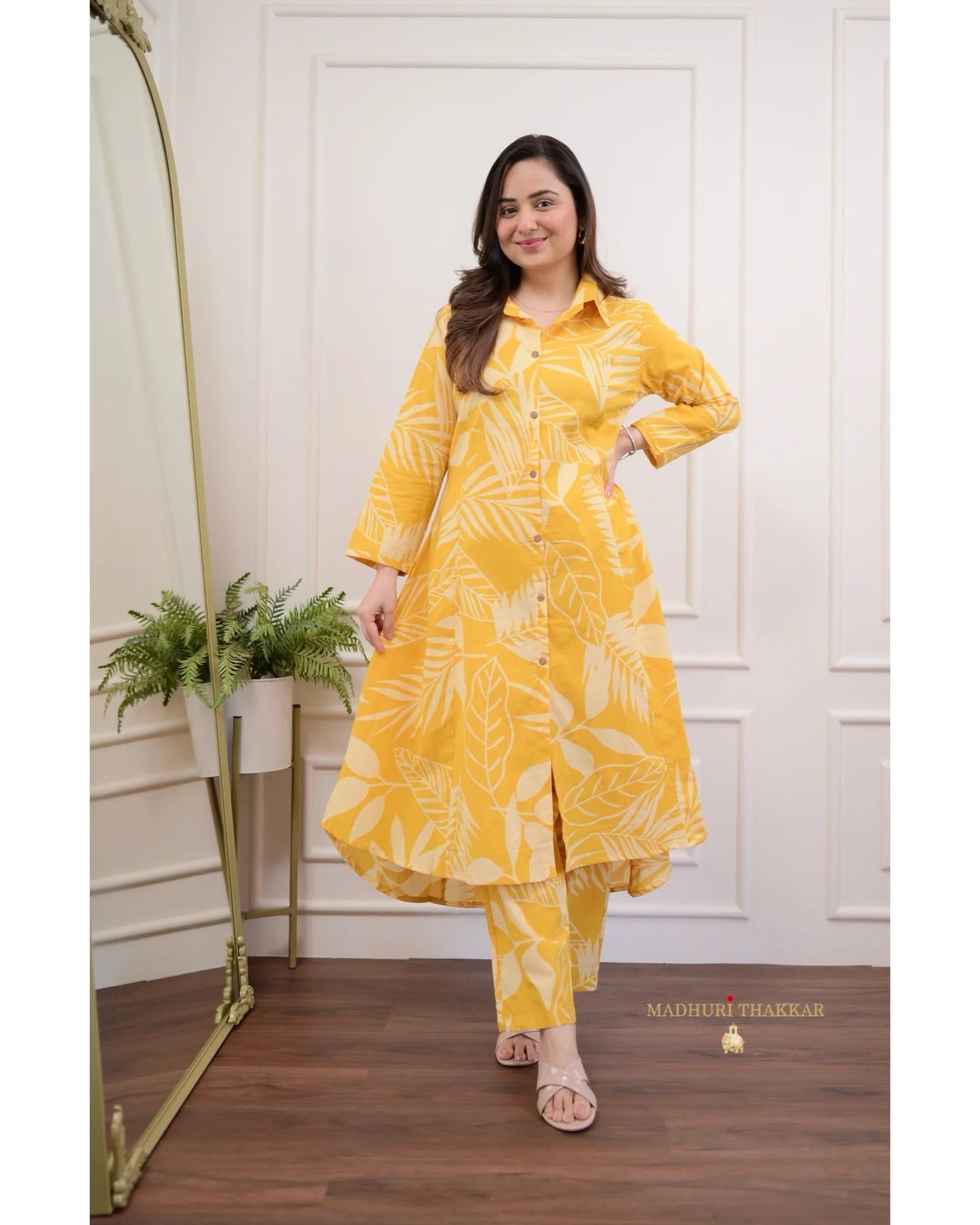 Yellow Leaf Print Co-Ord Set
