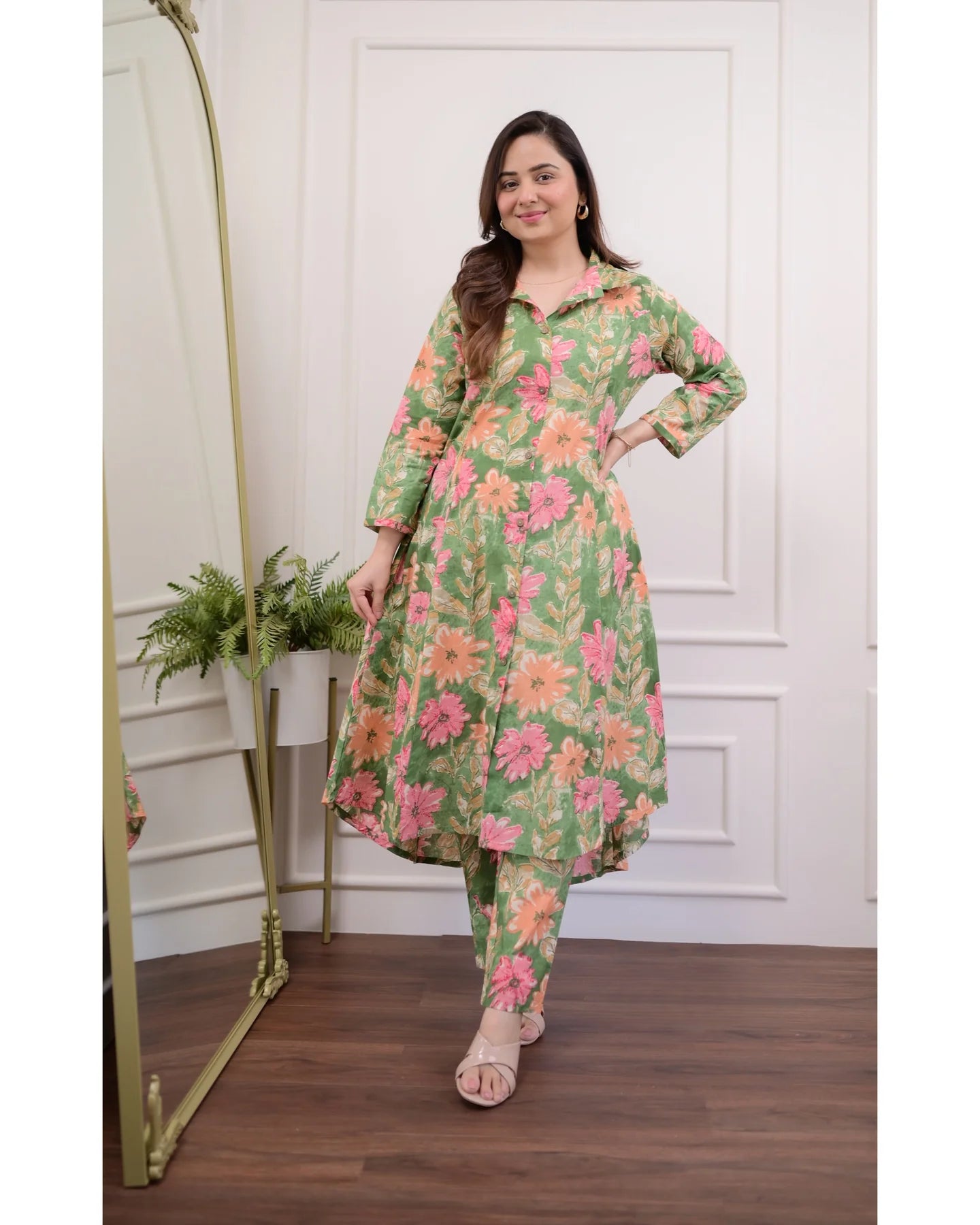 Blossom Breeze Cord Set - Green & Pink