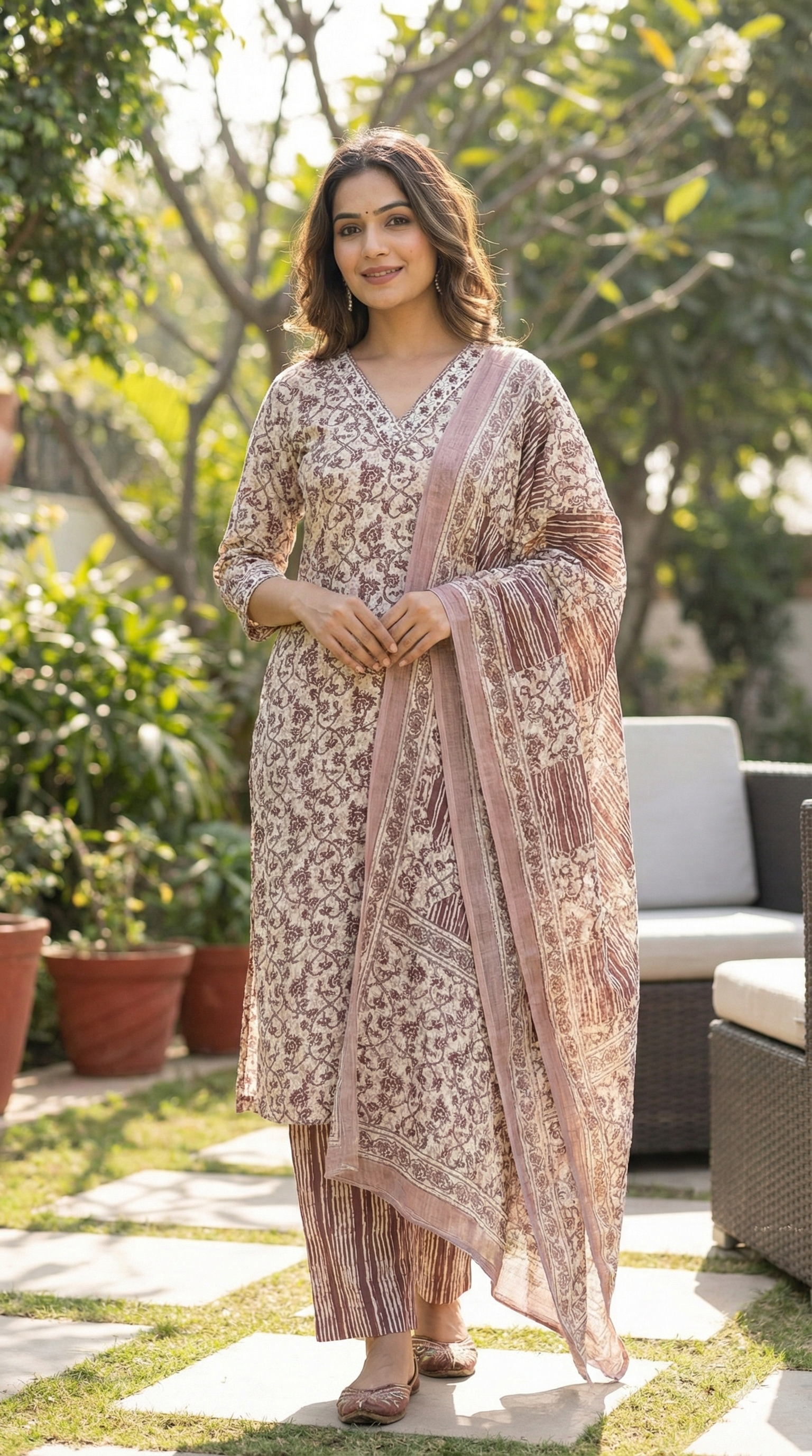 Zarbagh Heritage Block Print Cotton 3-Piece Suit Set