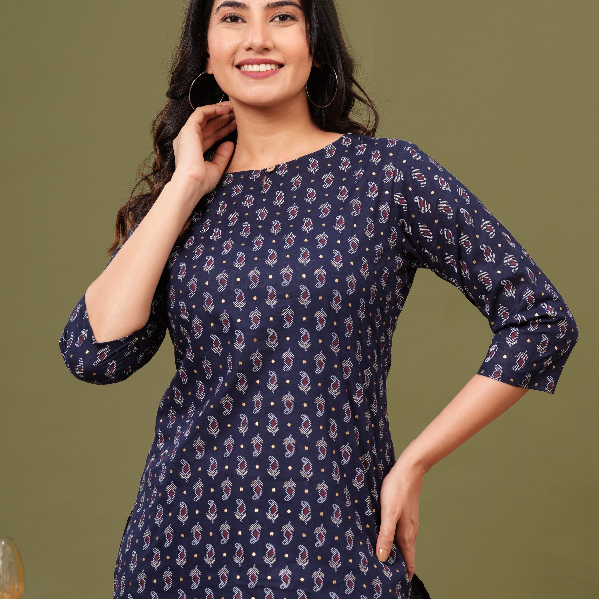 Darkest Blue Yog Short Kurta
