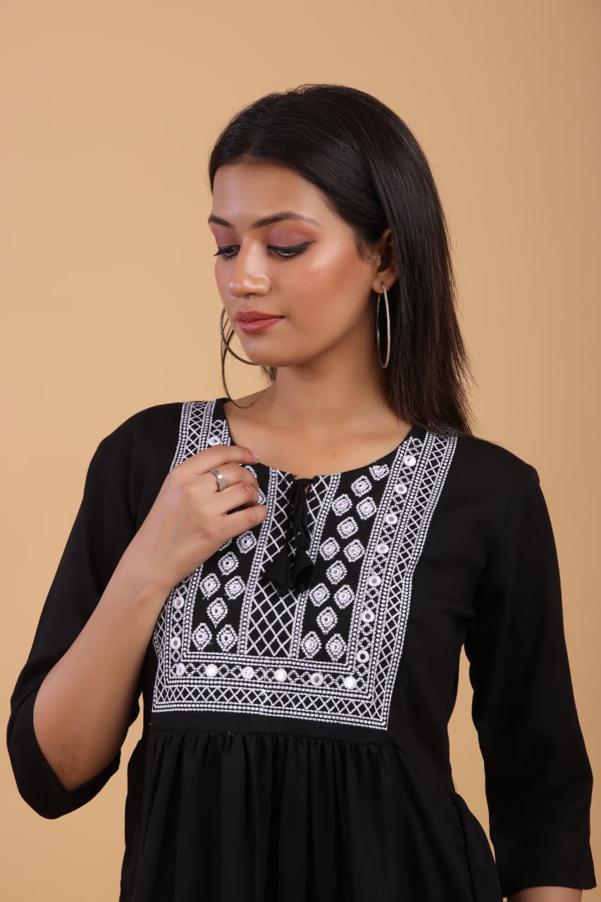 Black Elegance Embroidery Top