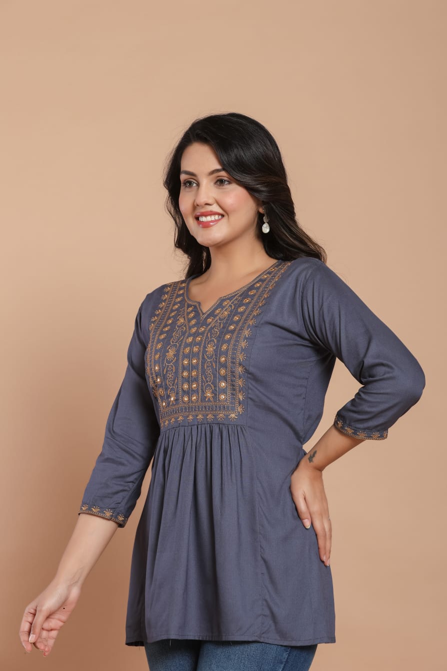 Saphire Glow Embroidered Kurti