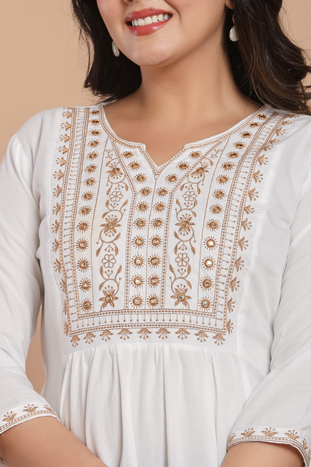 White Glow Embroidered Kurti