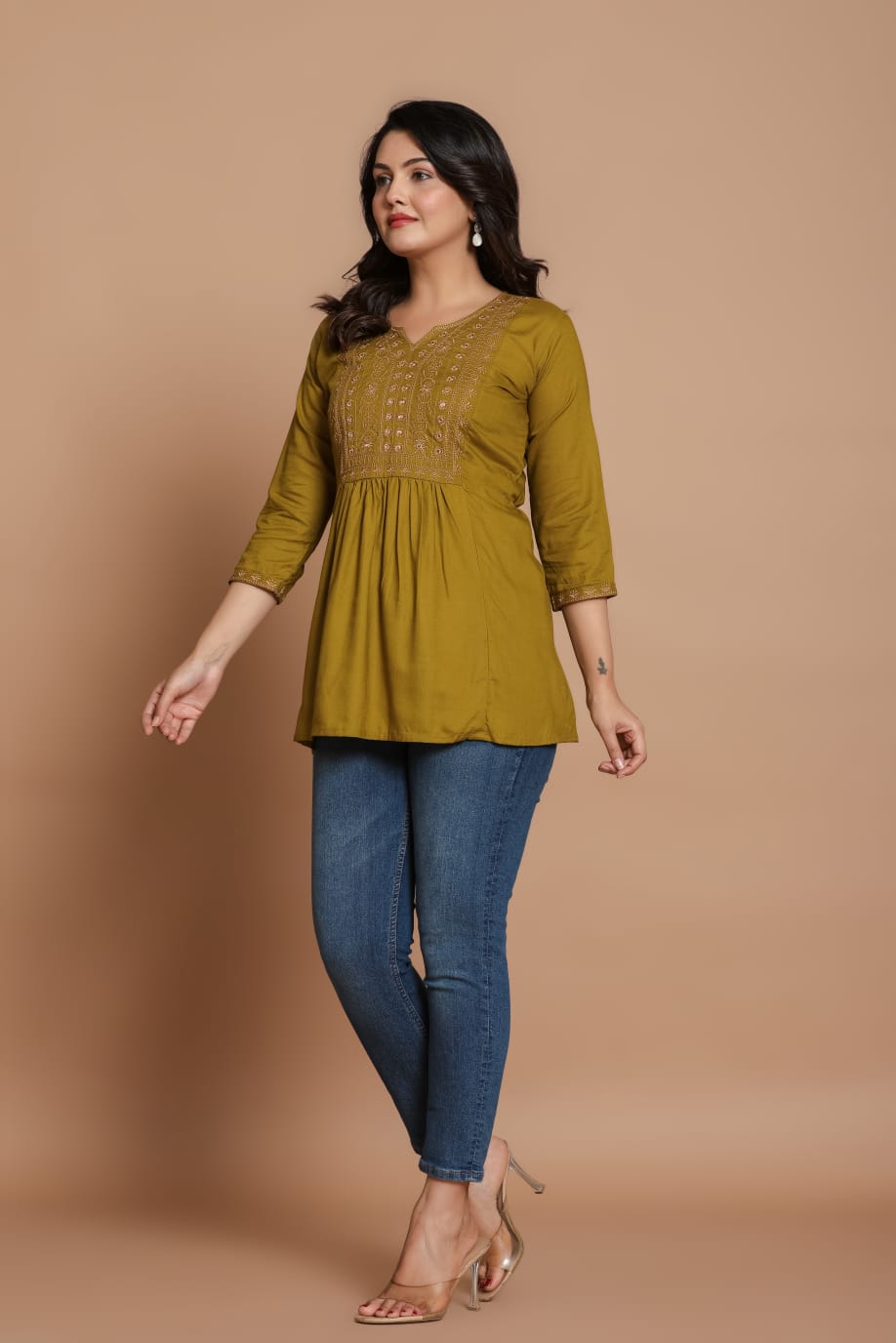 Mustard Glow Embroidered Kurti
