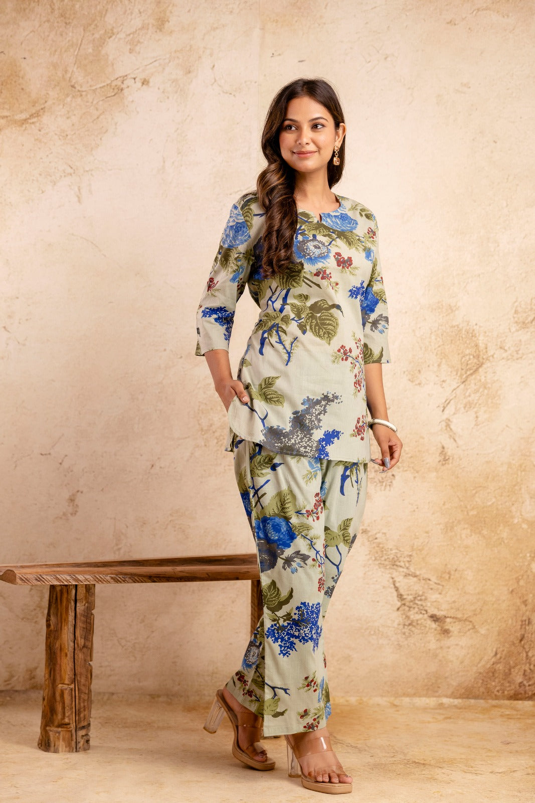 Wildflower Whisper Coord Set – Sage & Blue